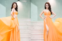 Á hậu Thụy Vân gợi cảm với đầm cúp ngực xẻ cao