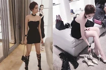 Ngọc Trinh khoe vóc dáng nuột nà với váy ngắn ở Singapore