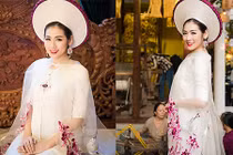 Á hậu Tú Anh đẹp rạng rỡ trong trang phục áo dài