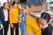 Đoan Trang và con gái bật khóc nức nở khi chia tay gia đình về Singapore