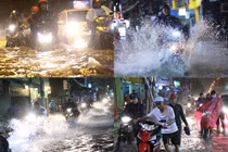 TP.HCM: Mưa trắng trời, hàng loạt tuyến đường ngập như sông