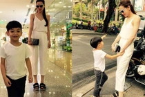 Hồ Ngọc Hà diện cây trắng đi dạo cùng con trai Subeo