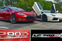 Xe điện Tesla Model S cho Lamborghini Huracan "hít khói"