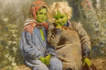 Bí ẩn 2 đứa trẻ da xanh