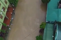 Video: Nước lũ cuồn cuộn từ góc nhìn trên cao 