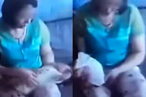 Bố xem camera xót xa thấy giúp việc bạo hành con 40 ngày tuổi