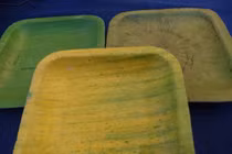 Đồ ăn đựng bát đĩa lá chuối khô, chơi tranh lá sen chục triệu đồng