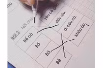 Bài tập nối chữ của bé lớp 1 khiến nhiều phụ huynh cười ra nước mắt