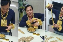 Video cận cảnh “lò bát quái” của đại gia đeo 13 kg vàng