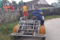 Video: Ngắm chiếc xe “ô tô mui trần” do nông dân Nam Định chế tạo