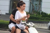 Hà Hồ gây tranh cãi khi chở người tình không đội mũ bảo hiểm
