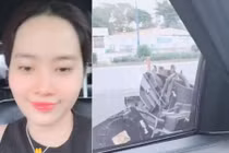 Nam Em vẫn "tưng tửng" dù ô tô nát gương sau va chạm