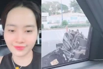 Nam Em vẫn "tưng tửng" dù ô tô nát gương sau va chạm