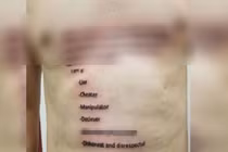 Chồng chuộc lỗi với vợ bằng cách xăm bản kiểm điểm lên ngực