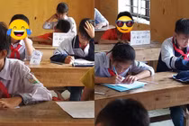 Tấm biển trước mặt nam sinh khi thi khiến dân mạng cười ra nước mắt
