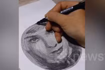 Video: Kinh ngạc họa sĩ vẽ chân dung chỉ bằng nét vẽ xoắn ốc liên tục