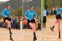 Võ Hoàng Yến đá bóng cực kỳ hăng máu