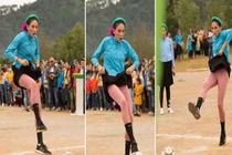 Võ Hoàng Yến đá bóng cực kỳ hăng máu