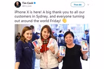 Cô gái Việt bất ngờ khi được CEO Apple đăng ảnh mua iPhone X