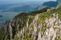 Các cọc đá sắc nhọn "mọc" giữa núi rừng tạo nên khung cảnh ngoạn mục
