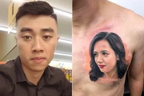 Chồng chịu đau 9 tiếng để xăm chân dung vợ lên ngực