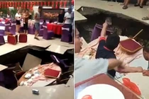 Video: Hố tử thần nuốt chửng cả bàn tiệc và 6 người đang ăn cưới