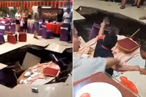 Video: Hố tử thần nuốt chửng cả bàn tiệc và 6 người đang ăn cưới