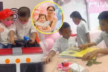 Trang Trần bao cả khu vui chơi cho con gái và con nuôi Phi Nhung giải trí