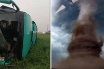 Video: Khoảnh khắc xe bus bị lốc xoáy khổng lồ cuốn lên cao 10m