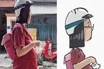 Chồng chụp lén vợ, vẽ thành bộ tranh bà bầu đáng yêu