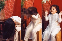 "Thiếu nữ bên hoa huệ" phiên bản bé gái tự ngã, tự nâng