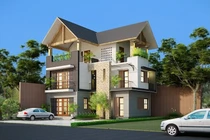 Mẫu nhà mái thái chữ L chi phí hợp lý đang được xây nhiều