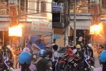 Video: Cột điện nổ như pháo, dân bất chấp nguy hiểm tụ tập đứng xem