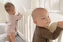 Hà Hồ khoe khoảnh khắc hai nhóc tỳ tập đứng