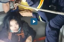 Video : Cứu người phụ nữ kẹt dưới giếng thang máy