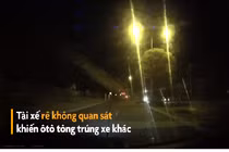 Video: Tài xế rẽ không quan sát khiến ôtô tông nát đầu xe khác