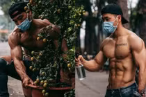 Thanh niên cởi trần khoe cơ bắp đứng bán quất gây xôn xao