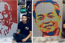 Chàng shipper có tài lẻ biến khối rubik sắc màu thành tranh chân dung