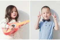 Vẻ đáng yêu của cặp song sinh nhà Hồ Ngọc Hà - Kim Lý