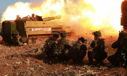 Ảnh Triều Tiên nã pháo dữ dội trước khi thử bom H