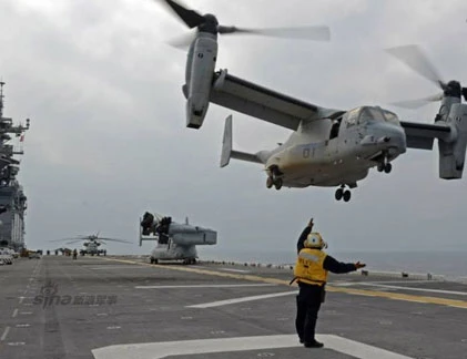 Tàu chiến, MV-22 Mỹ tập trận dậy sóng biển Hoa Đông