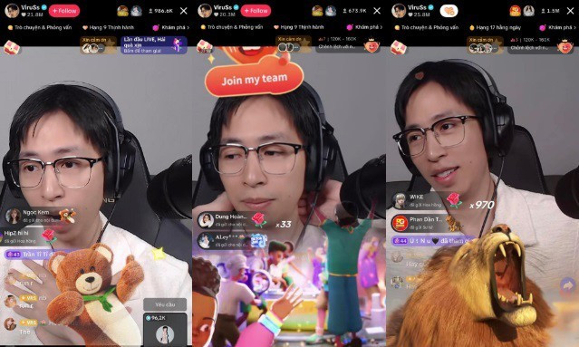 Trong livestream giải đáp ồn ào tình cảm, ViruSs nhận nhiều vật phẩm ảo ủng hộ từ người xem. live-1743492734-951-width639height383.jpg