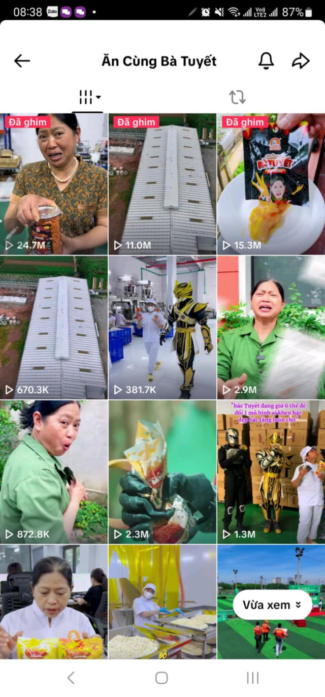 Cênh TikTok Ăn Cùng Bà Tuyết có hơn 2,8 triệu người theo dõi. photo-1750642747189-17506427474671217875872.png