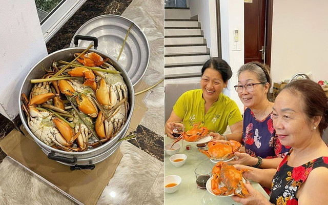 10kg cua tươi được chuẩn bị sẵn từ Hà Nội để phục vụ các bữa ăn của đại gia đình trong kỳ nghỉ tại Sầm Sơn. Ảnh Báo Vietnamnet cua.jpg