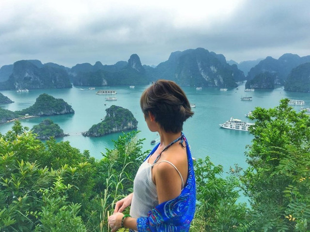 Toàn cảnh vịnh Hạ Long nhìn từ đỉnh đảo Ti Tốp, cao gần 100m. Ảnh Internet dao-ti-top2.jpg