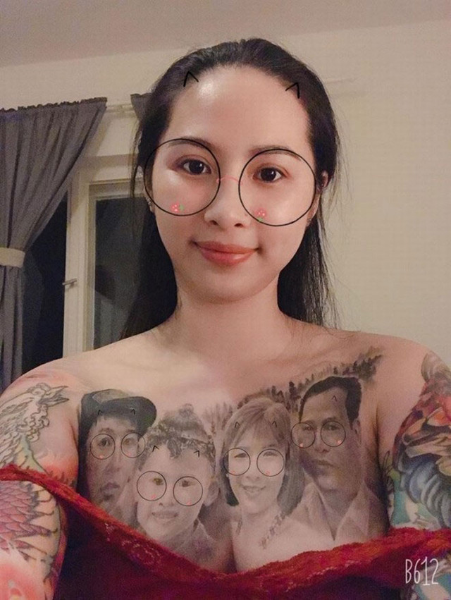 Cô gái Vĩnh Phúc “gây bão” vì xăm hình gia đình kín ngực giờ ra sao? Co gai Vinh Phuc “gay bao” vi xam hinh gia dinh kin nguc gio ra sao?