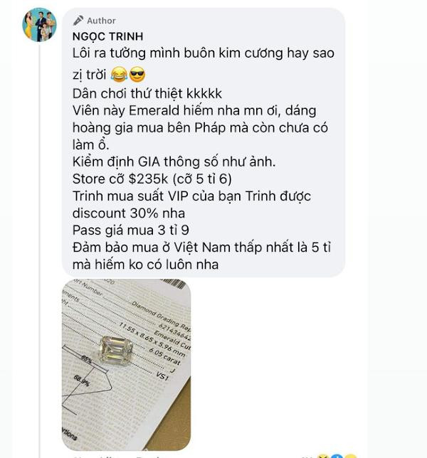 Ngọc Trinh bị nghi bán nhẫn 4 tỷ kém chất lượng chỉ là 'cú nổ' dàn dựng - Hình 5 Ngoc Trinh bi nghi ban nhan 4 ty kem chat luong chi la 'cu no' dan dung-Hinh-5