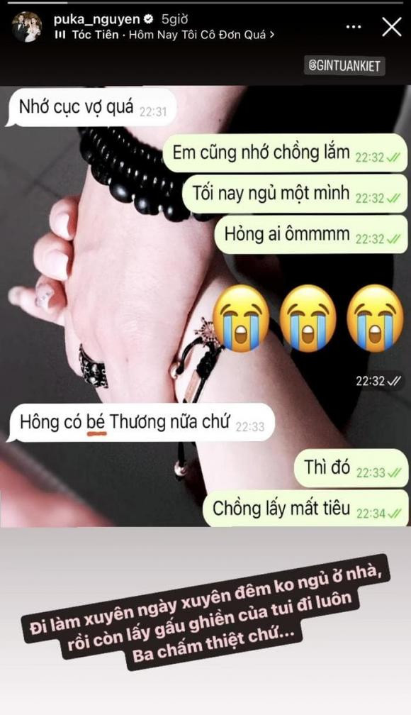 Puka tiết lộ tin nhắn thể hiện sự nghiện vợ của Gin Tuấn Kiệt Puka tiet lo tin nhan the hien su nghien vo cua Gin Tuan Kiet