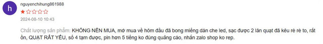 Tài khoản nguyenchihung861988 đánh giá 1 sao dành cho sản phẩm này trên sàn thương mại Shopee. z6601088873575-3ca05ef2da7b6f618deda7082063ee85.jpg