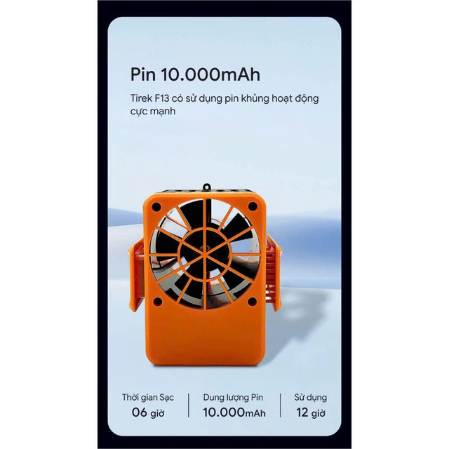 Một trong những điểm đáng chú ý nhất của sản phẩm là dung lượng pin 10.000mAh, cho phép quạt hoạt động liên tục trong thời gian dài. z6601109846118-782c8bb44e32fb1e6a73261927abd50b.jpg